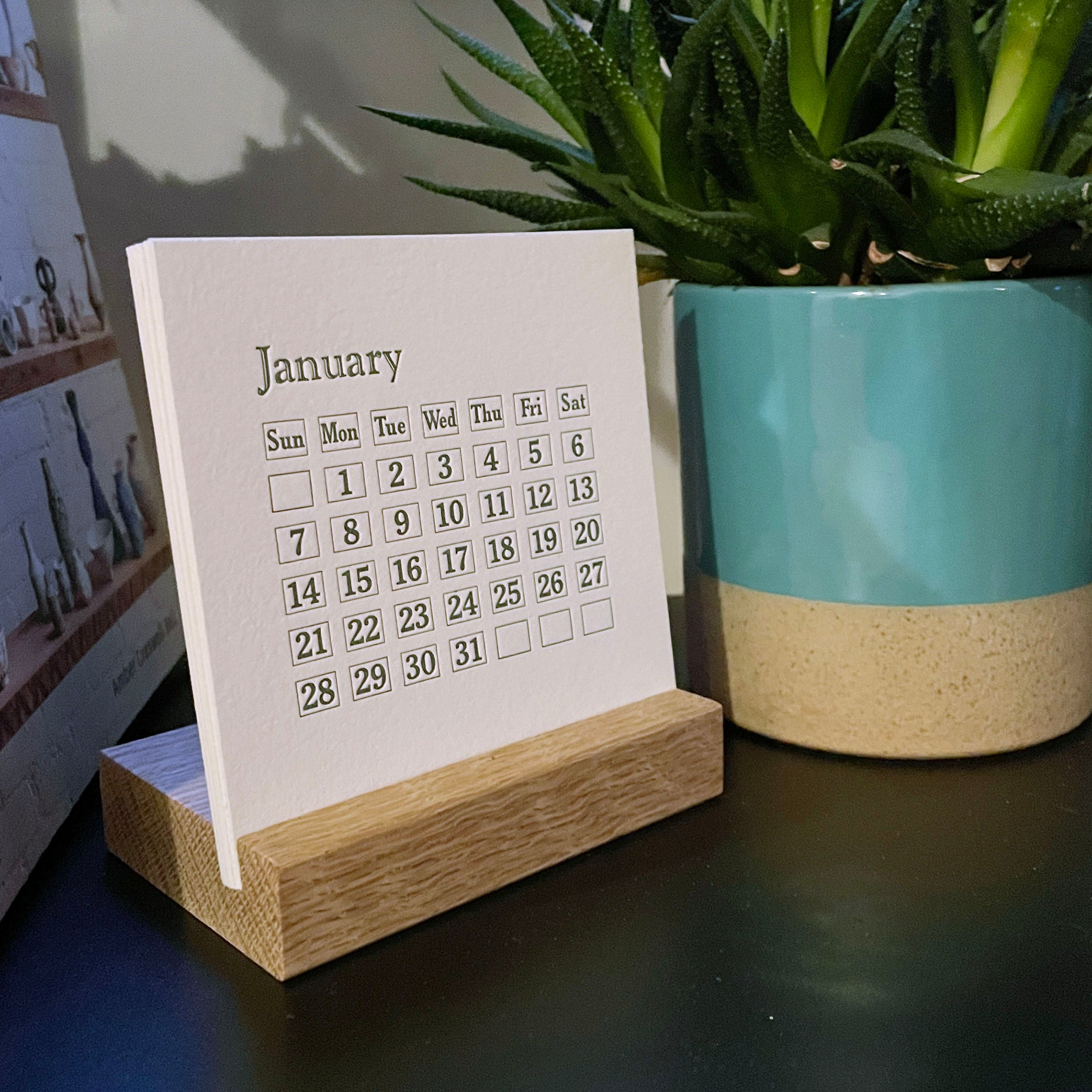 Calendar With Wooden Base - 2024