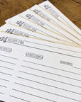 3x5 Recipe Cards White Letterpress