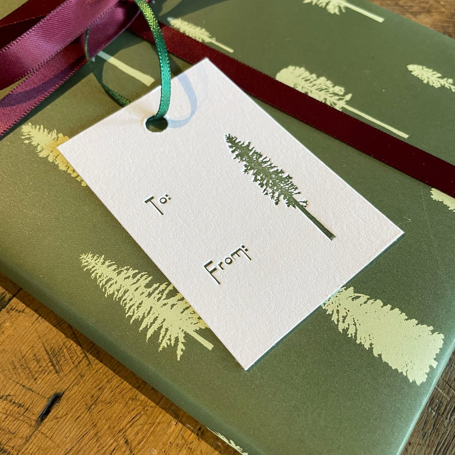 Conifer Letterpress Holiday Gift Tags