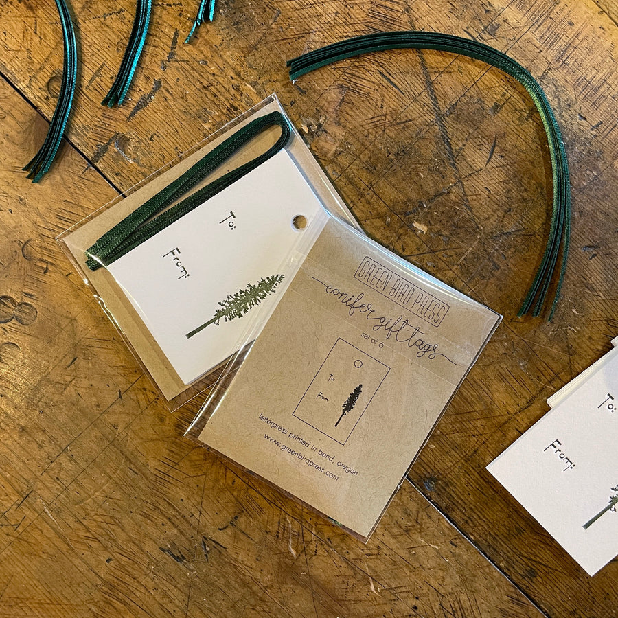 Conifer Letterpress Holiday Gift Tags