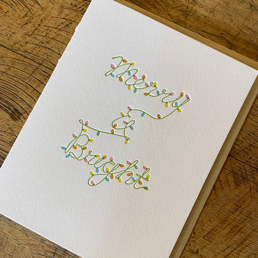 Merry and Bright Holiday Letterpress Card