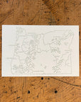 Oregon State Map Letterpress Postcard