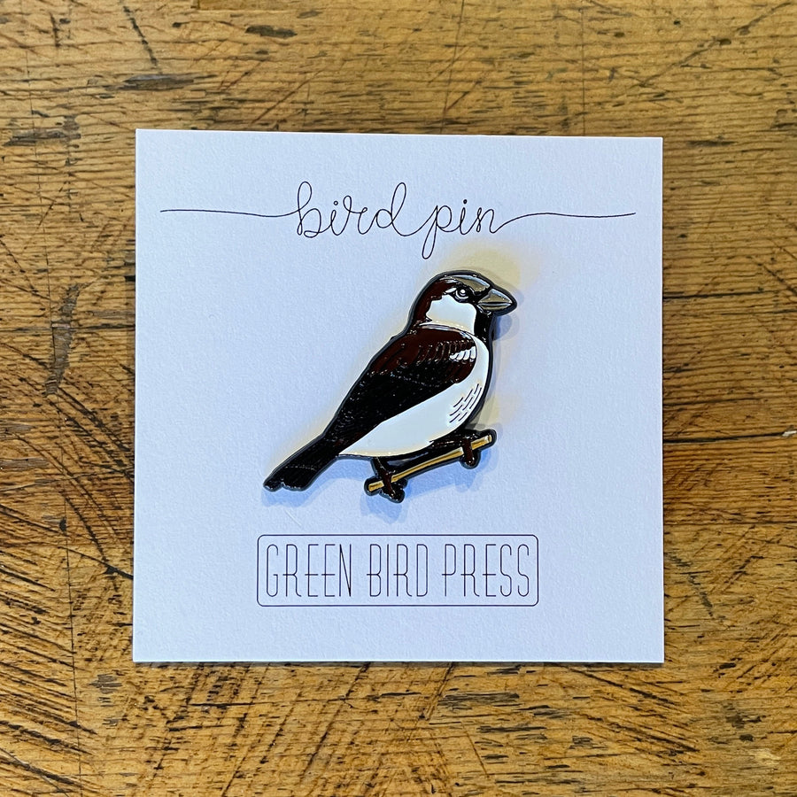 House Sparrow Bird Enamel Pin