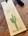 Minimal Adventure Letterpress and Watercolour Bookmark - Cactus
