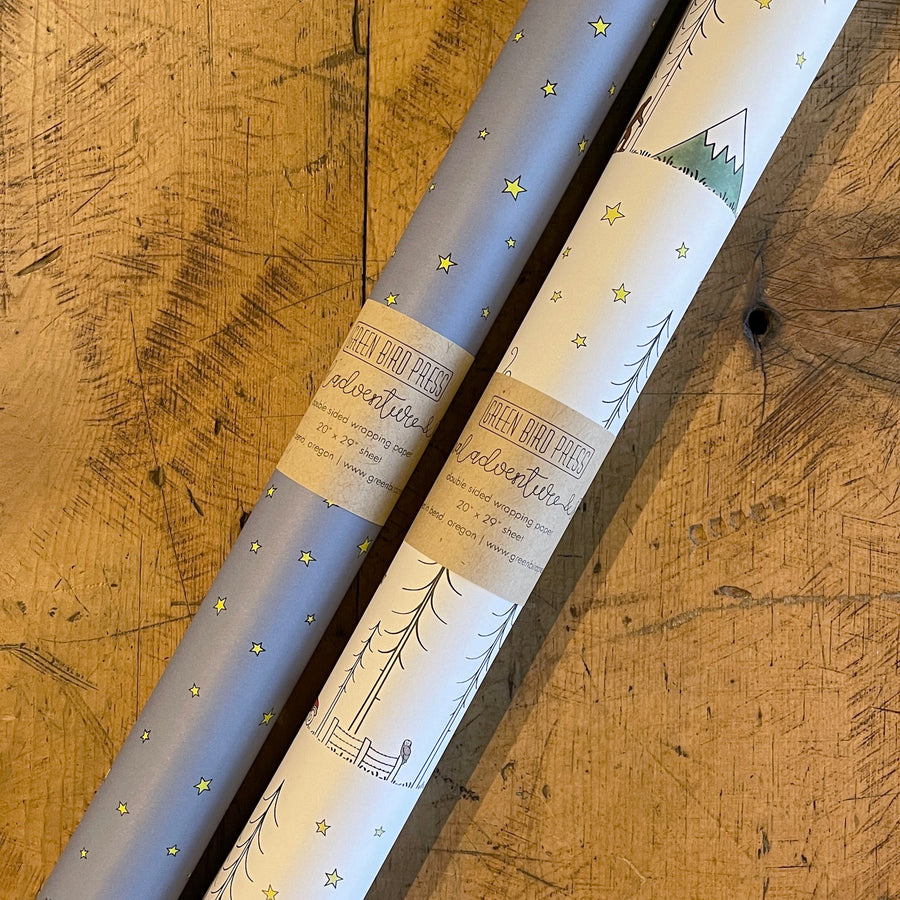 Minimal Adventure and Stars Double-sided Wrapping Paper