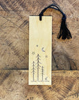 Minimal Adventure Wood Letterpress Bookmark Night Sky