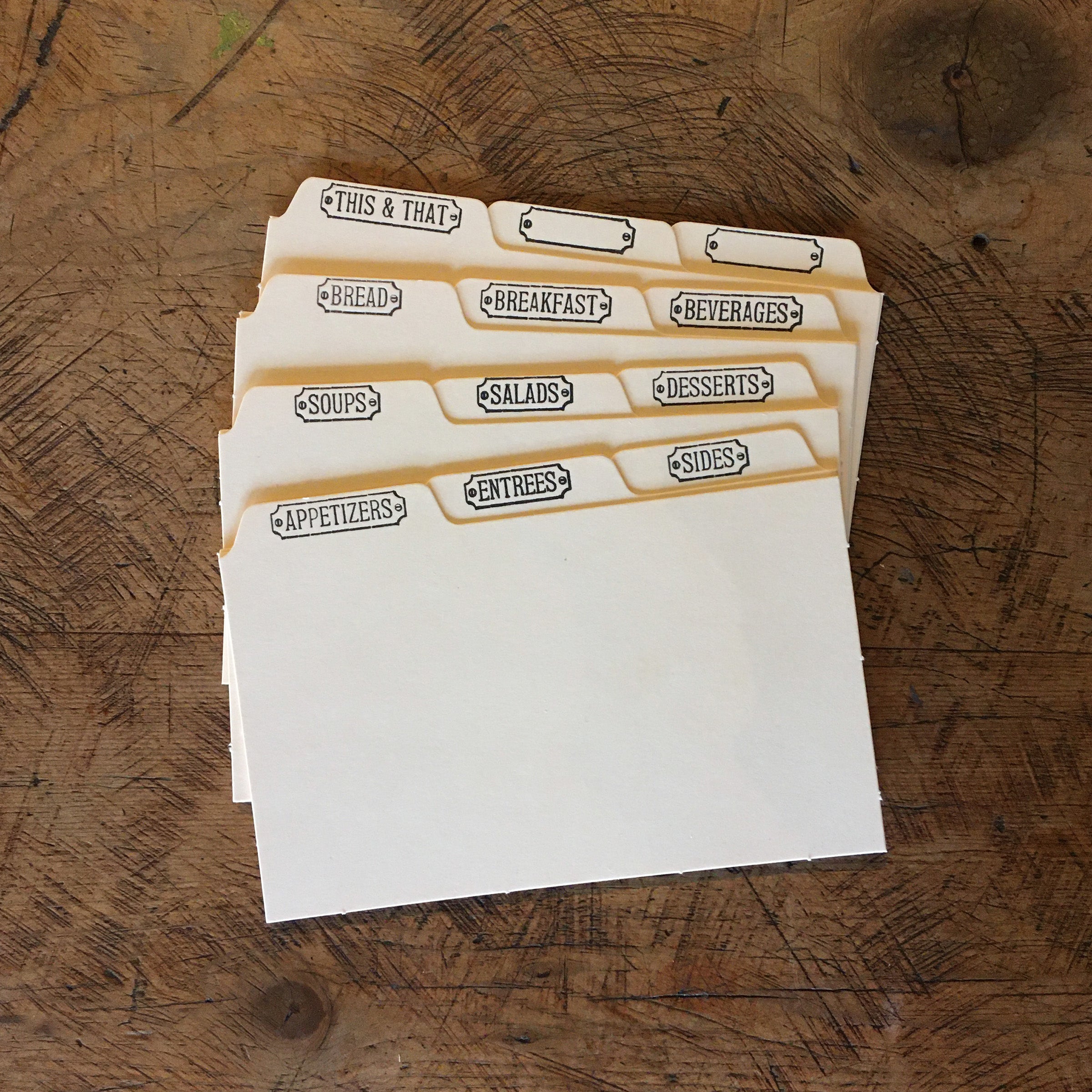 3x5 Letterpress Recipe Card Dividers – Green Bird Press