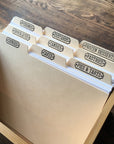 4"x6" Letterpress Recipe Card Dividers