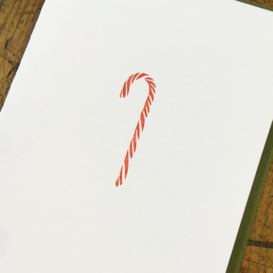 Candy Cane Holiday Letterpress Card