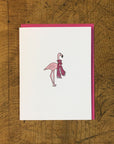 Flamingo Feather Boa Letterpress Card