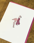 Flamingo Feather Boa Letterpress Card