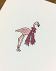 Flamingo Feather Boa Letterpress Card