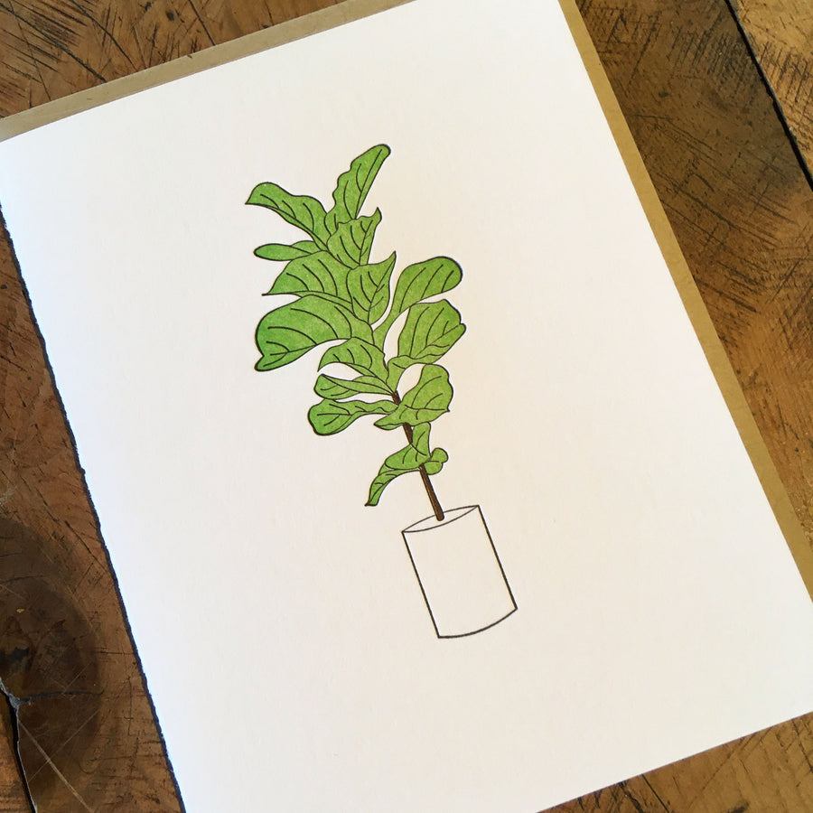 Fiddle Leaf Fig Houseplant Letterpress Card