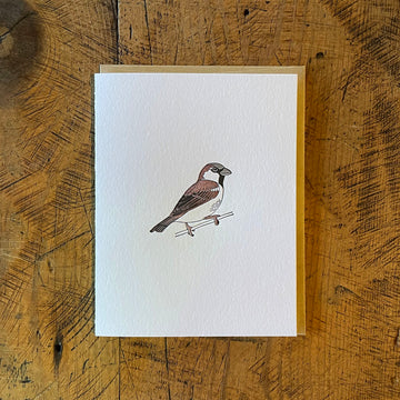 House Sparrow Letterpress Card