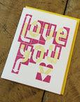 Love You Alpha-blox Letterpress Card