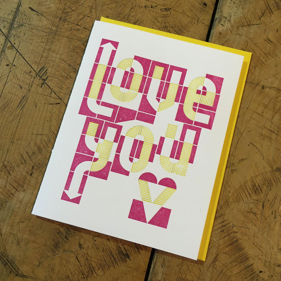 Love You Alpha-blox Letterpress Card