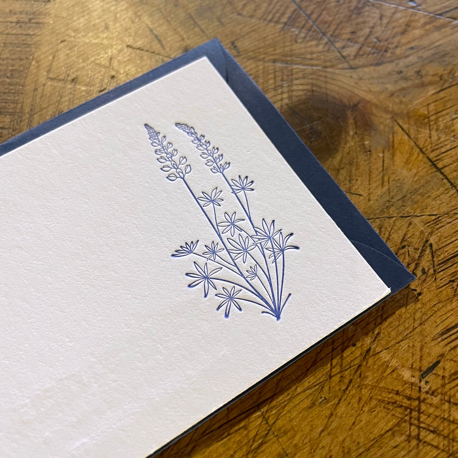 Lupine Wildflower Mini Gift Enclosure Letterpress Card