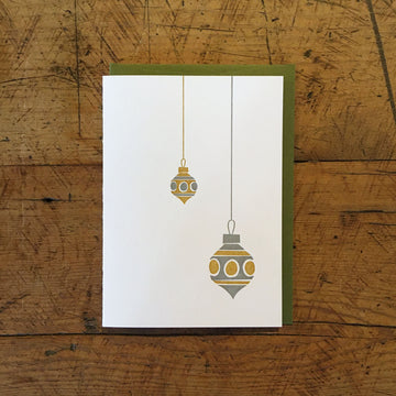 Mid Century Modern Ornaments Letterpress Holiday Card