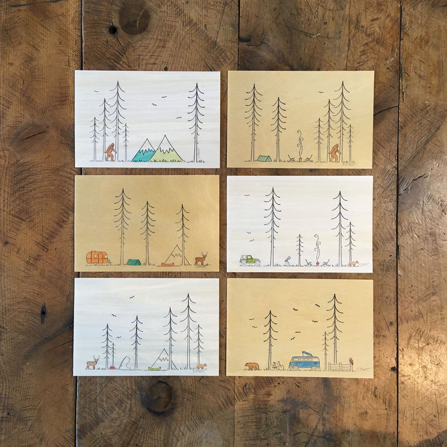 Minimal Adventures Letterpress and Watercolour Wood Print 4"x6"