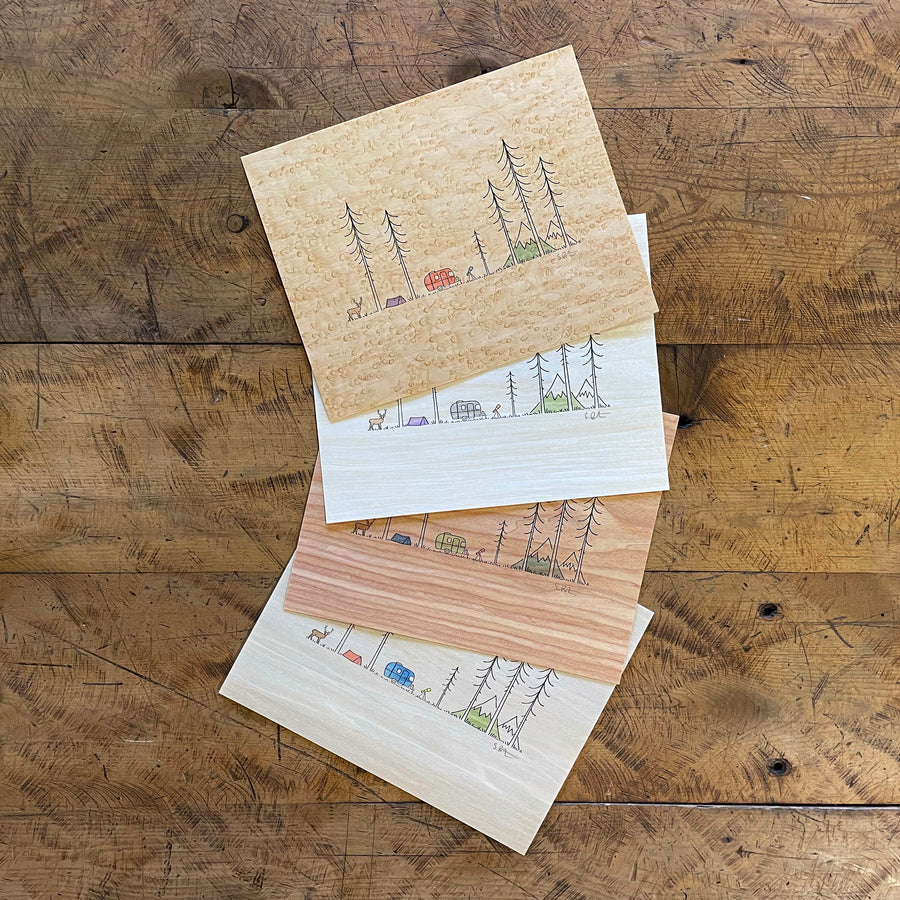 Minimal Adventure Letterpress and Watercolour Wood Print 8"x10"