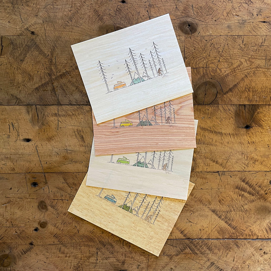 Minimal Adventure Letterpress and Watercolour Wood Print 8"x10"