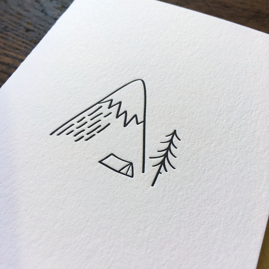 Camping in the Mountains Minimal Adventure Letterpress Card
