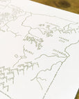 Oregon State Map Letterpress Postcard