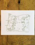 Oregon State Map Letterpress Print