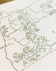 Oregon State Map Letterpress Print