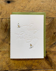 Happy Holidays Skiers Letterpress Card