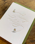 Happy Holidays Skiers Letterpress Card