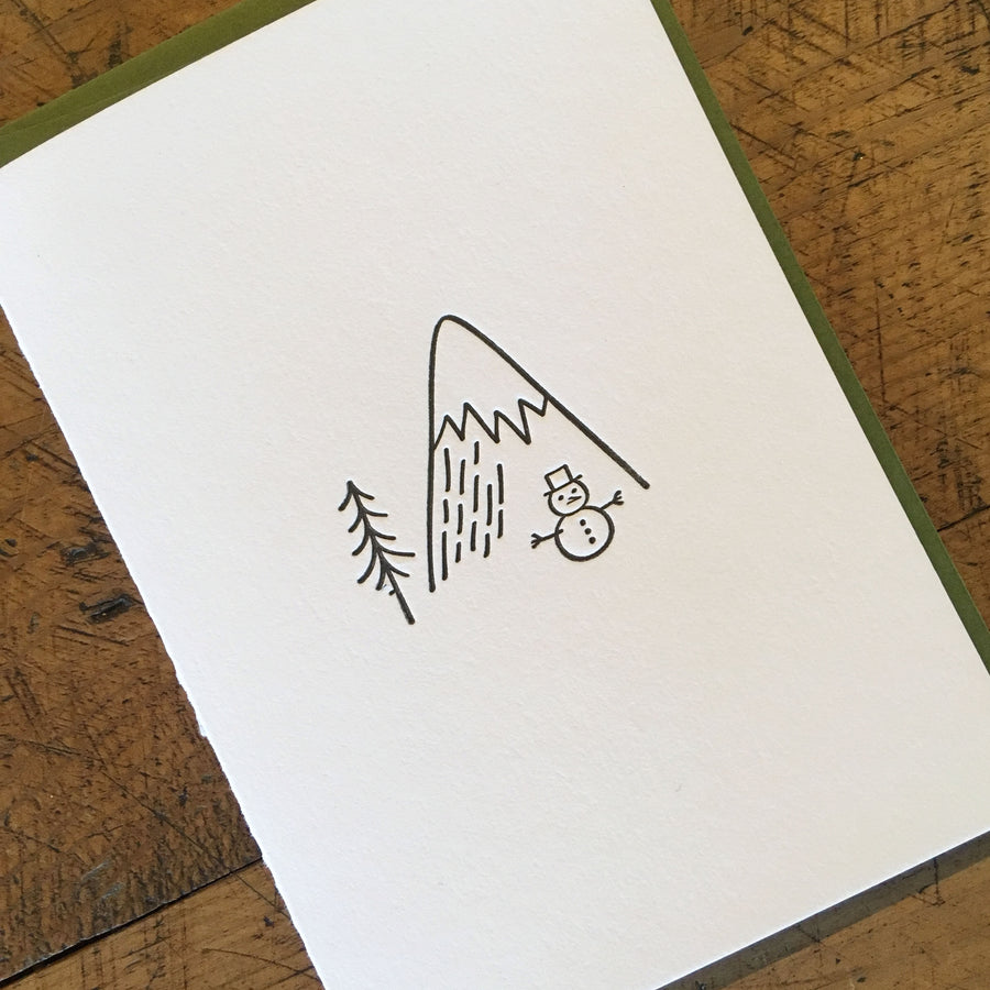 Minimal Adventure Snowman Letterpress Holiday Card
