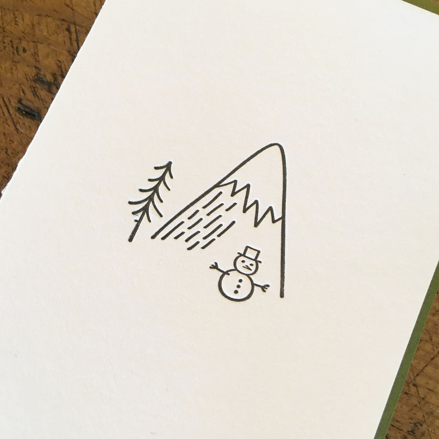 Minimal Adventure Snowman Letterpress Holiday Card