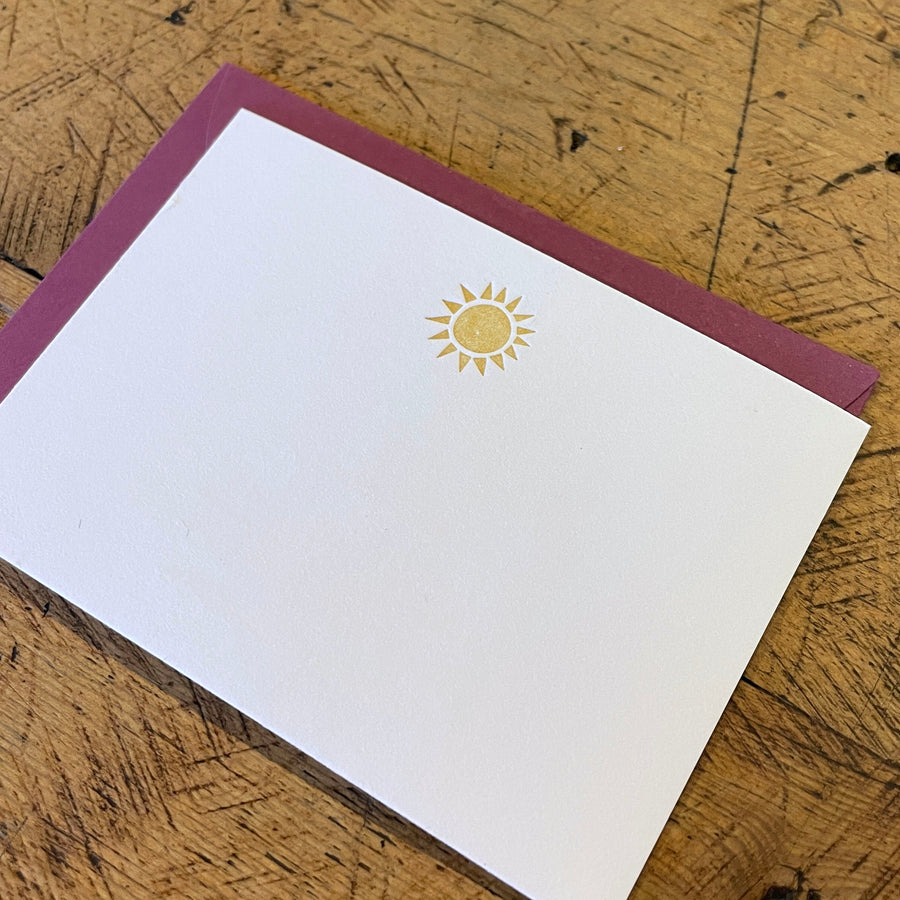 Sun Mini Gift Enclosure Letterpress Card