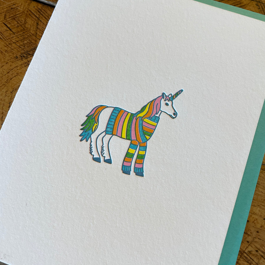Unicorn Sweater Letterpress Card