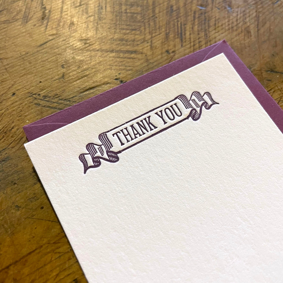 Thank You Mini Gift Enclosure Letterpress Card