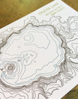 Crater Lake Topographic Map Letterpress Postcard