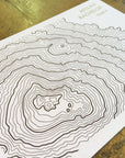 Mount Bachelor Topographic Map Letterpress Postcard