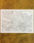 Mount Hood Topographic Map Letterpress Postcard