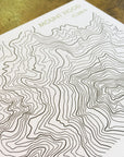Mount Hood Topographic Map Letterpress Postcard