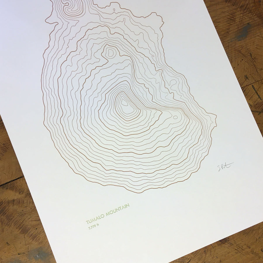 Tumalo Mountain Topographic Map Letterpress Print
