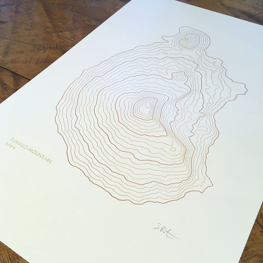 Tumalo Mountain Topographic Map Letterpress Print
