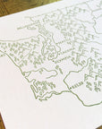 Washington State Map Letterpress Postcard