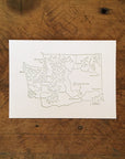 Washington State Map Letterpress Print