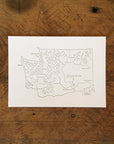 Washington State Illustrated Map Letterpress Print