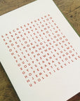 Word Search Holiday Letterpress Card