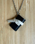 Miniature Book Necklace Black Leather