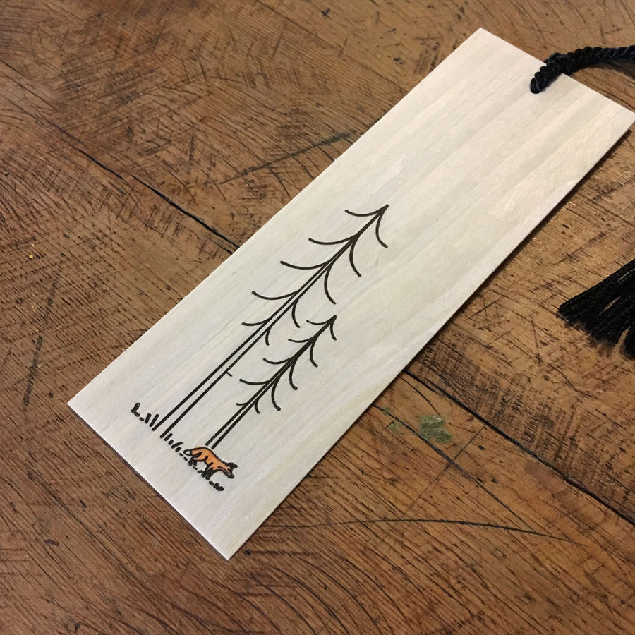 Minimal Adventure Letterpress and Watercolour Bookmark - Fox