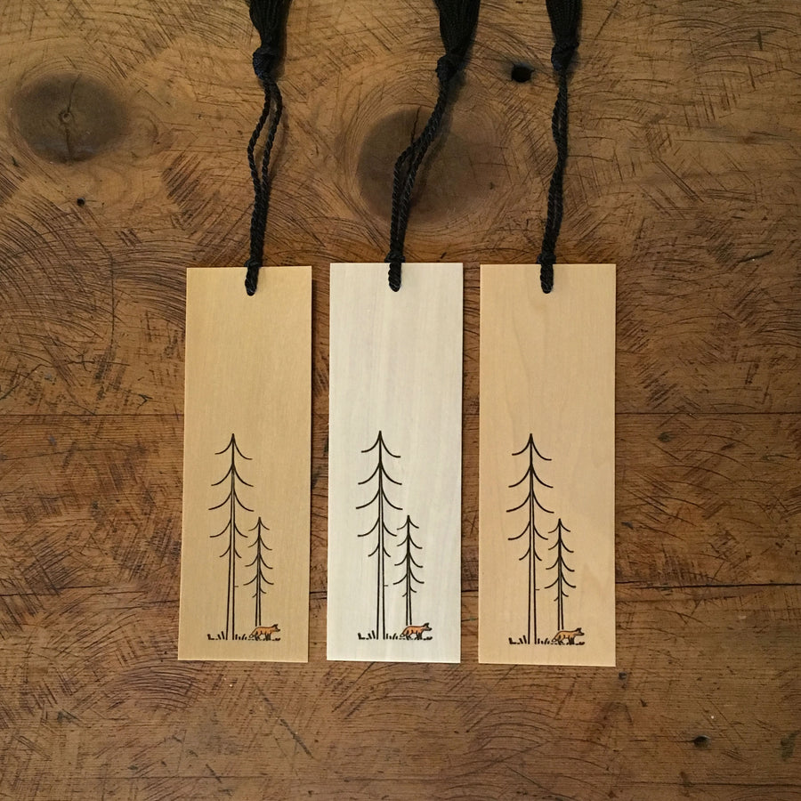 Minimal Adventure Letterpress Wood Bookmark Fox
