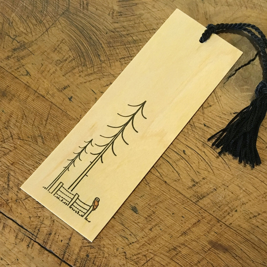 Minimal Adventure Letterpress Wood Bookmark Owl